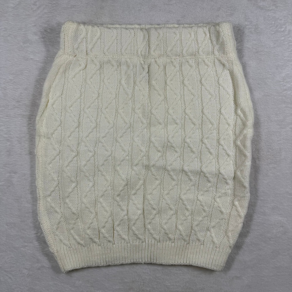 Princess Polly Cream Cable Knit Mini Skirt Womens Size XS/S Ivory Elastic Waist
